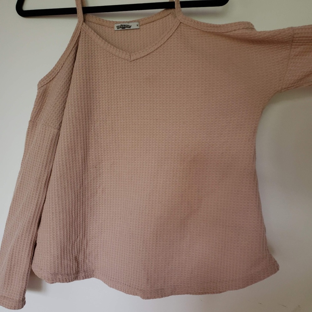 3for$25 off the shoulder waffle top long sleeves